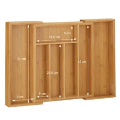 Bestickslåda, Utdragbar Bambu, 5x44,5x35,5 cm, Natur