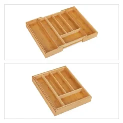 Bestickslåda, Utdragbar Bambu, 5x44,5x35,5 cm, Natur