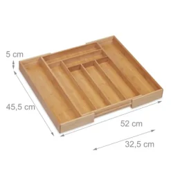 Bestickslåda, Utdragbar Bambu, 5x52x45,5 cm, Natur