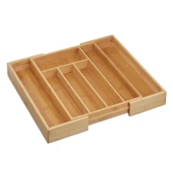 Bestickslåda, Utdragbar Bambu, 6.5x38x35.5 cm, Natur