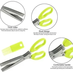 Kökssaxar-5-bladiga köksörtsaxar Multipurpose örtsaxar med rengöringskam, för kyckling, fågel, kött, [834]