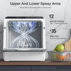 BlitzHome APP Mini Bordsdiskmaskin Diskmaskin Dubbel vatteninloppsdiskmaskin