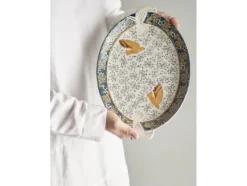 Bloomingville Hezha serveringsbricka, blå, stengods