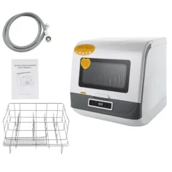 Diskmaskiner-Bänkdiskmaskin DWS-T05, portabel mini, vit, 220V 800W, med vattenslang