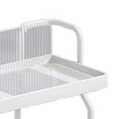 Bänkskiva Hylla Organizer Kolstål 2-vånings multifunktionellt kök Kryddställ för sovrum Badrumsskåp under diskbänk Krämvit