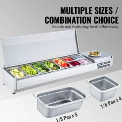 Matuppvärmare-Bänkskiva Kylsallad Pizza Prep Station, 165 W, Rostfritt Stål, CE-märkt, Hög Prestanda