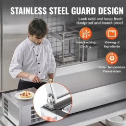 Matuppvärmare-Bänkskiva Kylsallad Pizza Prep Station, 165 W, Rostfritt Stål, CE-märkt, Hög Prestanda