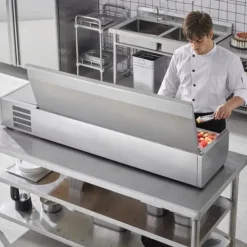 Matuppvärmare-Bänkskiva Kylsallad Pizza Prep Station, 165 W, Rostfritt Stål, CE-märkt, Hög Prestanda