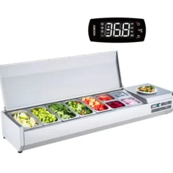 Matuppvärmare-Bänkskiva Kylsallad Pizza Prep Station, 165 W, Rostfritt Stål, CE-märkt, Hög Prestanda