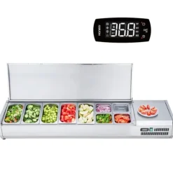 Matuppvärmare-Bänkskiva Kylsallad Pizza Prep Station, 165 W, Rostfritt Stål, CE-märkt, Hög Prestanda