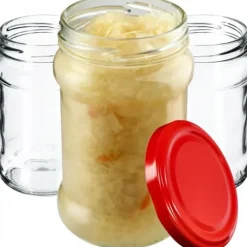 Bok för Förvaring i Glas 315ml - 10 stycken + Röda Lock