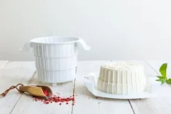 Yogurtmaskiner-Borner Cheesemaker & Multimaker med fräscht lock, sikt salladsskål serveringsskål, gör din egen färskost hemma grön