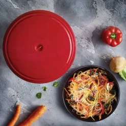 Borner Cheesemaker & Multimaker med fräscht lock, sikt salladsskål serveringsskål, gör din egen färskost hemma röd