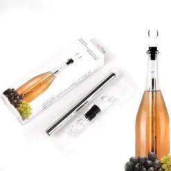 Ishink & Kylare-Box Förpackning 2 i 1 vinkylbar tillbehör i rostfritt stål Rödvinsluftare