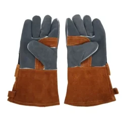 Grytlappar & Grillvantar-Brandsäkra BBQ Grillhandskar - Värmebeständigt och skållningsfritt läder, 1 par