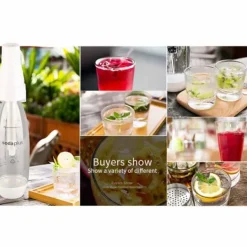 Kolsyremaskin-Bärbar 1000 ml sprudlande vattenbryggare handtag Bubble Soda Machine Soda Cream Bottle Dispenser för DIY-drycker