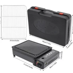 Bärbar BBQ-spis, Justerbar värmekontroll, Kompakt design, Höga säkerhetsfunktioner,Svart