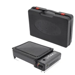 Bärbar Butangasgrill, Justerbar Eldkraft, Kompakt Förvaringslåda,svart