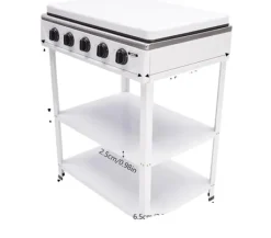 Portabla Spisar-Bärbar Gaskök, 5 Brennare, Vindskyddande Lock,VIT