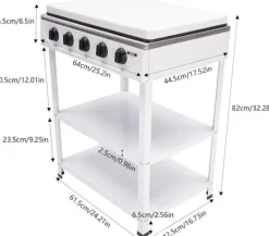 Portabla Spisar-Bärbar Gaskök, 5 Brennare, Vindskyddande Lock,VIT