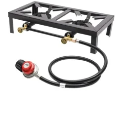 Bärbar Gasspis, Metallkonstruktion, 48 x 25 cm Matlagningsyta, Gasbränsletyp, Tändanordning Ingår, 1,2 Meter Slanglängd