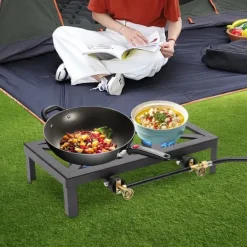 Bärbar Gasspis, Metallkonstruktion, 48 x 25 cm Matlagningsyta, Gasbränsletyp, Tändanordning Ingår, 1,2 Meter Slanglängd