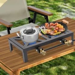 Bärbar Gasspis, Metallkonstruktion, 48 x 25 cm Matlagningsyta, Gasbränsletyp, Tändanordning Ingår, 1,2 Meter Slanglängd