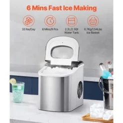 Bärbar Ismaskin, Modell för Bänkskiva, 1,8 kg/24 timmar kapacitet, Självrengörande, Inkluderar Skopa