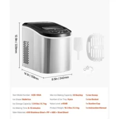 Bärbar Ismaskin, Modell för Bänkskiva, 1,8 kg/24 timmar kapacitet, Självrengörande, Inkluderar Skopa