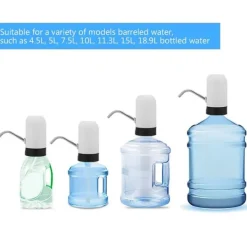 Bärbar LED-ljusflaskvattenpump USB-uppladdningsbar dispenser för hemmakontor (vit)