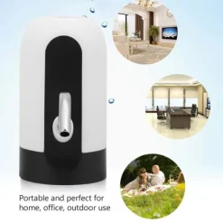 Bärbar LED-ljusflaskvattenpump USB-uppladdningsbar dispenser för hemmakontor (vit)