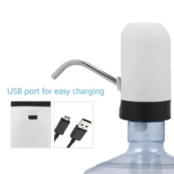 Bärbar LED-ljusflaskvattenpump USB-uppladdningsbar dispenser för hemmakontor (vit)