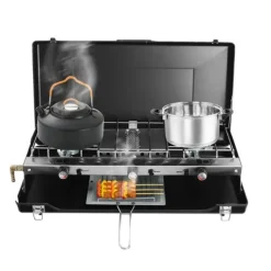 Portabla Spisar-Bärbar spis, 3-brännare design, lätt och hopfällbar,svart