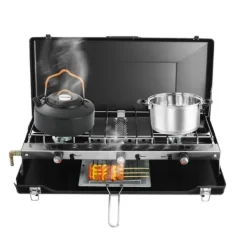 Portabla Spisar-Bärbar spis, 3-brännare design, lätt och hopfällbar,svart