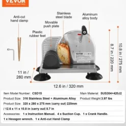 Bröd- och ostskärare, 32x28x27,5 cm, rostfritt stål, justerbar tjocklek