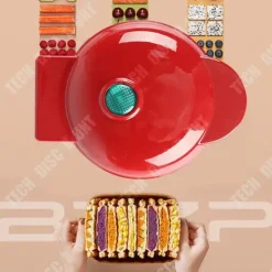 Brödmaskin - TECH DISCOUNT - Mini Maker - Non-stick platta - Kompakt - Röd