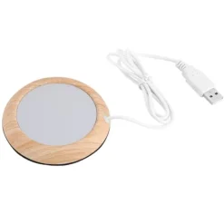 Dryckvärmare-Bright Wood Grain USB Cup Warmer: Håll din dryck varm
