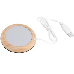 Dryckvärmare-Bright Wood Grain USB Cup Warmer: Håll din dryck varm