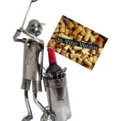 Vinflaskhållare-BRUBAKER Dekorativ vinflaskhållare - Metallic skulptur - Presentidé - Golfare: Kök & Hem