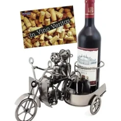 Vinflaskhållare-BRUBAKER Vinkylare - Par med sidvagn - Metallskulptur - Presentidé - Gratulationskort inkluderat: Kök &