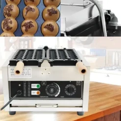 Våffeljärn-Bubbelvåffeljärn - Professionellt elektriskt - 1500 W - Non-stick - 180° roterbart - Temp 50–300°C - 220 V - Svart/Silver