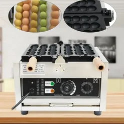 Våffeljärn-Bubbelvåffeljärn, bollformat, elektrisk 1500 W, non-stickbeläggning, för kommersiellt bruk
