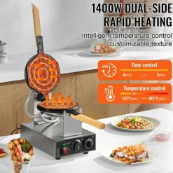 Våffeljärn-Bubbelvåffelmaskin 1400W, Non-Stick, Äggpannkaka Bakmaskin, Optimal Värmeöverföring, Hög Prestanda, Perfekta Våfflor Varje Gång