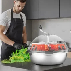 Salladsslungor-Bud Leaf Bowl Trimmer, 60x60x53.5 cm, Rostfritt stål, Manuell skärmaskin