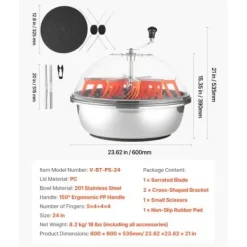 Salladsslungor-Bud Leaf Bowl Trimmer, 60x60x53.5 cm, Rostfritt stål, Manuell skärmaskin