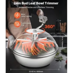 Salladsslungor-Bud Leaf Bowl Trimmer, 60x60x53.5 cm, Rostfritt stål, Manuell skärmaskin