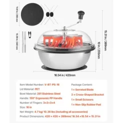 Salladsslungor-Bud Trimmer, 42x42x38,9 cm, Rostfritt Stål, Manuell Skärmaskin