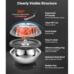 Salladsslungor-Bud Trimmer, 42x42x38,9 cm, Rostfritt Stål, Manuell Skärmaskin