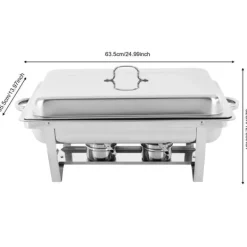 Buffévarmhållare, chafing dish med 3 fack, kapacitet över 5 L, 410 rostfritt stål, portabel för fest