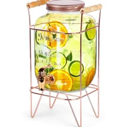 Dryckesautomater-Burk Beverages Stor dispenserburk i glas med kran och stativ 4,2L